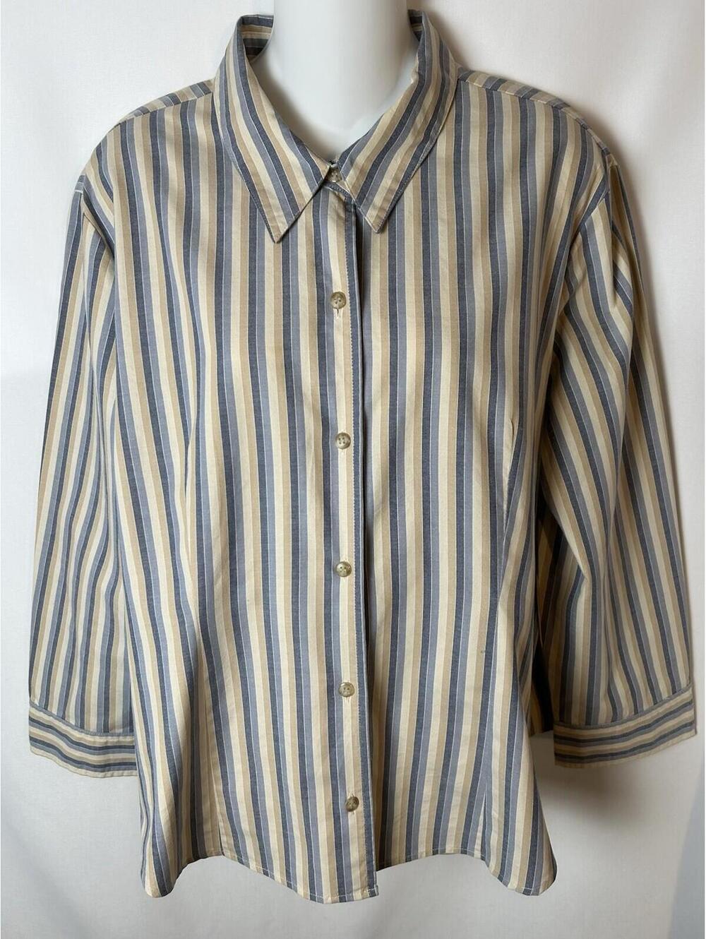 Villager (a Liz Claiborne Co) Striped Long Sleeve Blouse. Size XL  NWOT